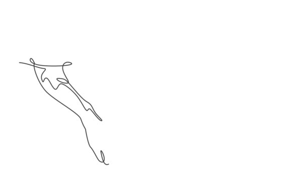 Animation One Line Drawing Human Hand Holding Dog Leg Full — Stock Video