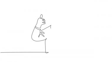 Genç veteriner doktorun çizdiği bir çizimin animasyonu, klinikteki hasta kediyi tedavi ettikten sonra iyi niyet göstergesi. Hayvan sağlığı konsepti. Sürekli kendini çizen çizgi animasyonu. Tam uzunluk hareketi.