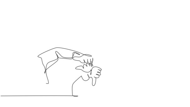 Animatie Van Een Lijn Tekening Van Arm Handen Met Duimen — Stockvideo