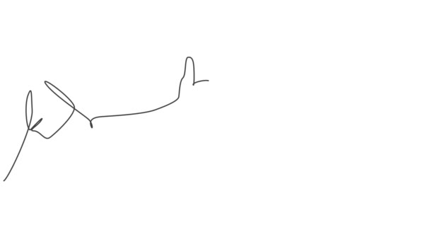 Анімація Однієї Лінії Малюнка Молодих Чоловічих Рук Великими Пальцями Вгору — стокове відео