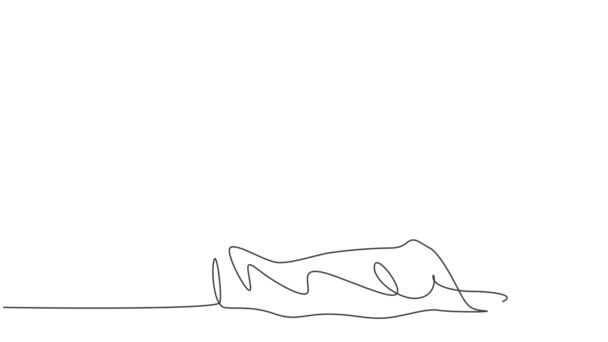 Animáció egy vonal rajz orvos látogató beteg, aki gyengén fekszik az ágyon, és így hüvelykujját fel gesztus. Orvosi ellátás koncepciója. Folyamatos vonalrajzolás animálva. Teljes hosszúságú mozgás.