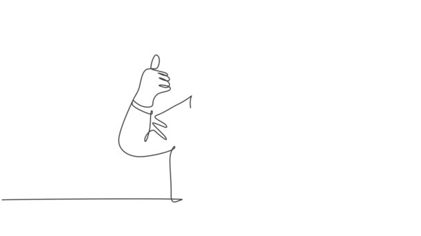 Анимация Рисунка Одной Линии Молодого Ветеринарного Врача Представляет Большой Палец — стоковое видео