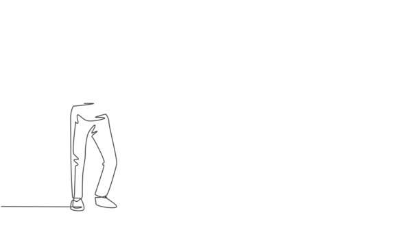 Animation One Line Drawing Delivery Man Gives Thumbs Gesture While — Stock Video