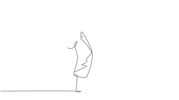 Animation One Line Drawing Young Happy Boy Student Wearing Graduation — Stock Video