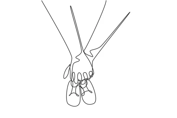 Continuous One Line Drawing Future Parents Holding Hands Pair Little — Vector de stock