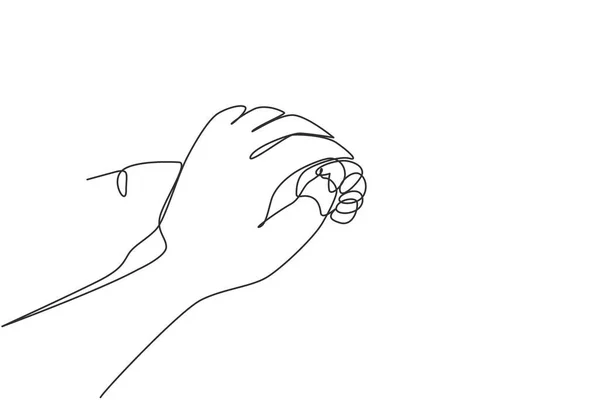 Single Continuous Line Drawing Baby Hand Holding Father Finger Beautiful — Διανυσματικό Αρχείο