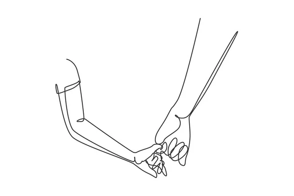 Continuous One Line Drawing Dad Holding Hands Daughter Love Father — Stock vektor