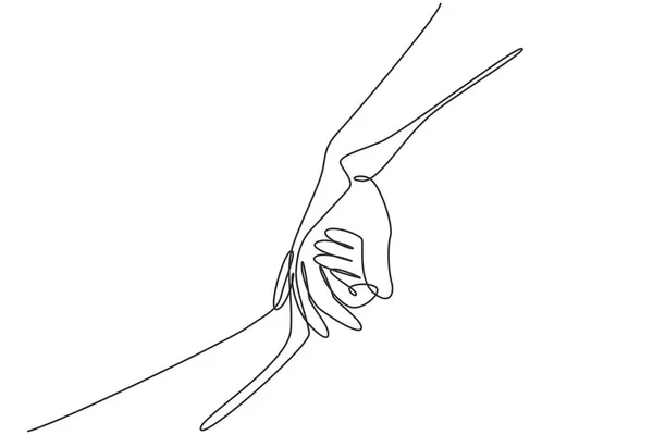 Continuous One Line Drawing Father Giving Hand Child Childhood Family — Vector de stock