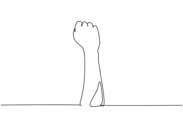 Single Continuous Line Drawing Fist Resistance Hand Symbol Zero Hand — Διανυσματικό Αρχείο