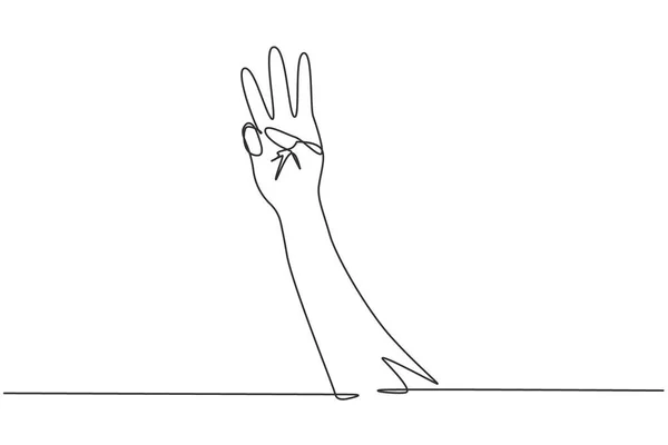 Single One Line Drawing Third Place Symbol Number Three Hand — Archivo Imágenes Vectoriales