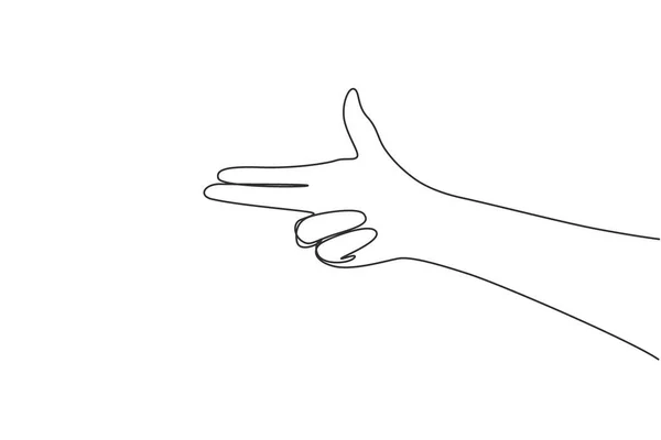 Continuous One Line Drawing Hand Gesturing Fire Gun Weapon Fingers — Vetor de Stock