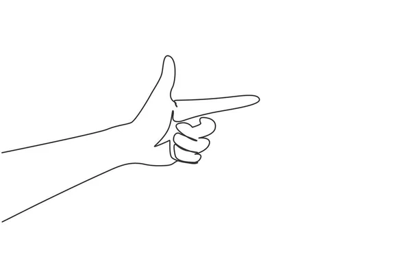 Continuous One Line Drawing Hand Making Gun Weapon Gesture Hand — Vector de stock