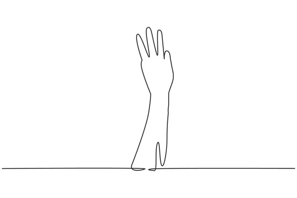 Single One Line Drawing Third Place Symbol Number Three Hand —  Vetores de Stock