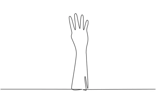 Continuous One Line Drawing Hand Count Number Four Learn Count — Διανυσματικό Αρχείο