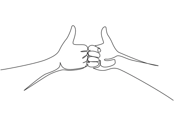 Continuous One Line Drawing Hand Showing Thumbs Gesture Agreement Sign — Stock Vector