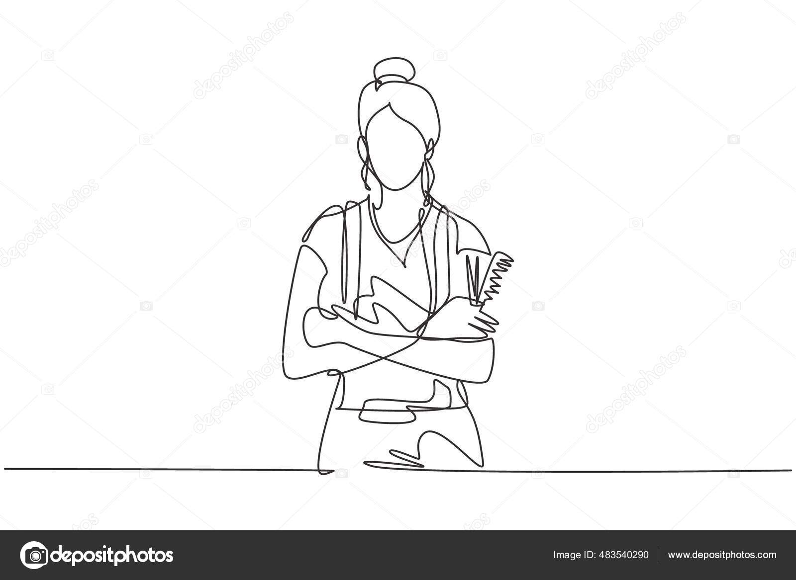 Single One Line Drawing Portrait Smiling Owner Hairdresser Salon Young Stock Vector Image By C Simpleline Single One Line Drawing Portrait Smiling Owner Hairdresser Salon Young Stock Vector Image By C Simpleline