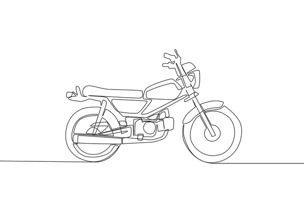 Disegno Linea Continua Del Vecchio Logo Della Moto Corsa Classico — Vettoriale Stock