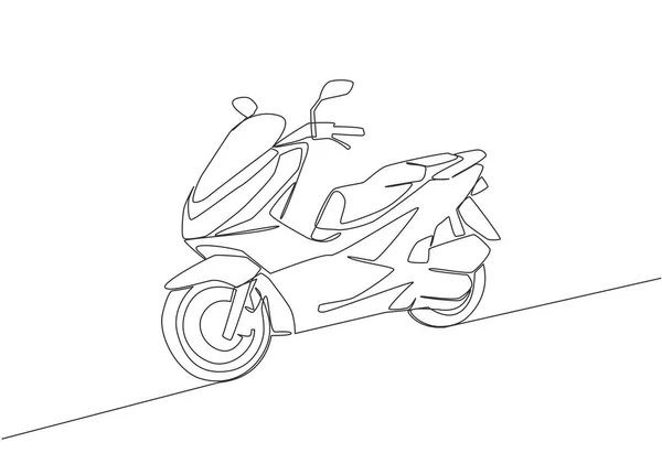 流行の豪華なアジアのアンダーボーンバイクのロゴのシングル連続線画 自動スクーターのオートバイの概念 1本の線画ベクトル図 — ストックベクタ