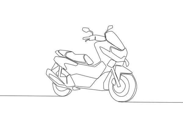 大きな骨盤スクーターバイクのロゴの1つのライン図面 都市の車のオートバイの概念 連続線画ベクトル図 — ストックベクタ