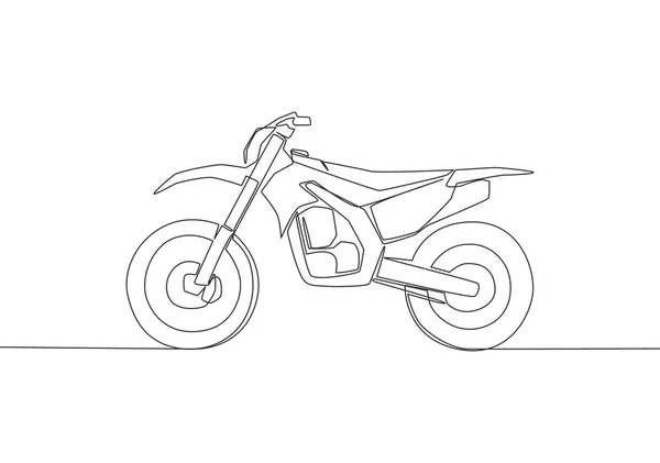 Uma Única Linha Desenho Logotipo Motocross Trilha Difícil Conceito Motocicleta — Vetor de Stock