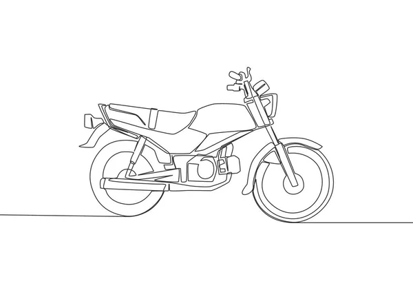 desenho de uma linha contínua motociclista andando de moto na