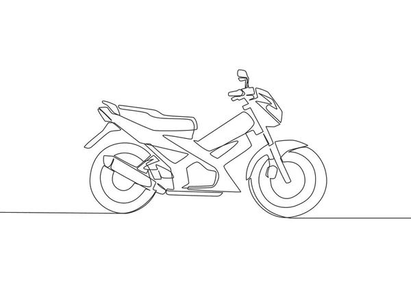 Desenho de linha única do logotipo de motocross de trilha difícil conceito  de motocicleta fora de estrada desenho de linha contínua