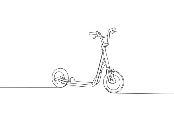 单行画的踢滑板车标志 现代城市车辆的概念 连续线条绘图设计矢量插图 — 图库矢量图片