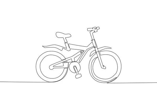 Disegno Linea Continua Moderno Trendy Logo Bambini Bicicletta Divertente Concetto — Vettoriale Stock