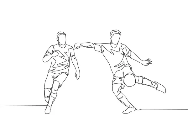 Um Desenho De Linha Contínua De Jovem Jogador De Futebol Talentoso