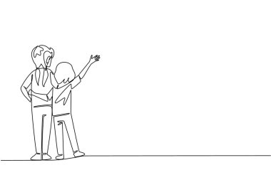 Dikiz aynasından bakan tek çizgi, birbirini kucaklayan iki küçük kız kardeş. Her zaman iyi geçinin. Koruyucu. Sevgi dolu. Kardeşler Günü. Devamlı çizgi tasarımı grafik çizimi