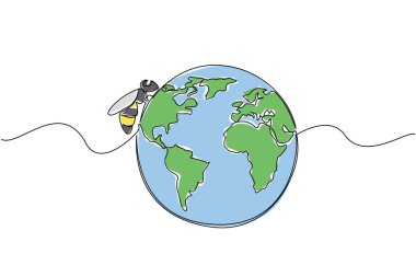 Arıların istilasına uğrayan tek bir kuyruk. Çiçek açan bitkiler tespit edildi. Güvenli yuva sağlayan doğal bir yer. En iyi balı yap. Dünya Arı Günü. Bir çizgi tasarımı vektör illüstrasyonu