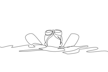 Bir çocuğun sürekli çizdiği tek çizgi erişte yüzerek yüzmeyi öğrenmesi. Hafta sonları düzenli olarak pratik yap. Muhtemel yüzücü. Çok ciddiyim. Ulusal Yüzme Öğrenme Günü. Bir çizgi tasarımı vektör illüstrasyonu