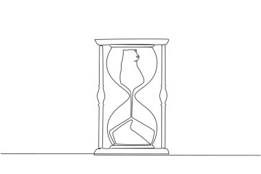 Sürekli olarak kutup ayısının altını çizen bir çizgi kum saatinin içine çekilir. Koru ya da soyun daha hızlı tükensin. Ulusal Tehlike Altındaki Türler Günü. Tek çizgi çizimi tasarım vektör çizimi