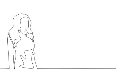 Tek sıra halinde, kızıl saçlı kadını çiziyor. Herhangi bir model ve saçla güzel kal. İlk izlenim her zaman baştan çıkarıcıdır. Mükemmellik. Dünya Kızıl Saçlılar Günü. Bir çizgi tasarımı vektör illüstrasyonu