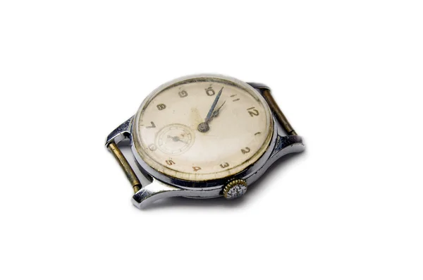 Relógio velho em um fundo branco — Fotografia de Stock