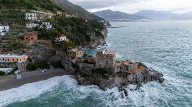 Erchie 'nin hava görüntüsü Amalfi Sahil Köyü' nde. Yüksek kalite fotoğraf