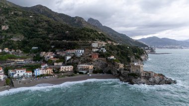 Erchie 'nin hava görüntüsü Amalfi Sahil Köyü' nde. Yüksek kalite fotoğraf