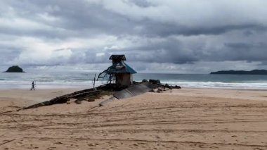 Filipinler 'deki Palawan Adası' ndaki Nacpan Sahili 'nin insansız hava aracı görüntüsü.