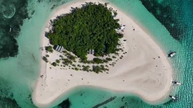 Filipinler, Balabac 'taki güzel Patawan adasının insansız hava aracı görüntüsü.