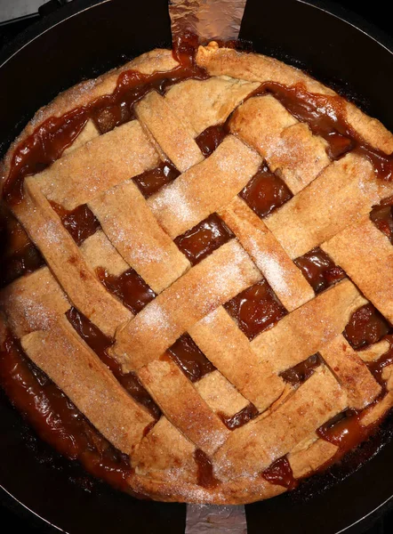 Tarta Manzana Americana Con Tejido Encima —  Fotos de Stock