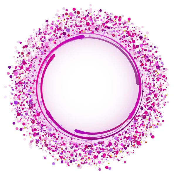 Ροζ αφηρημένη κύκλο σε πολλές χρωματιστές τελείες σε λευκό φόντο. — Διανυσματικό Αρχείο