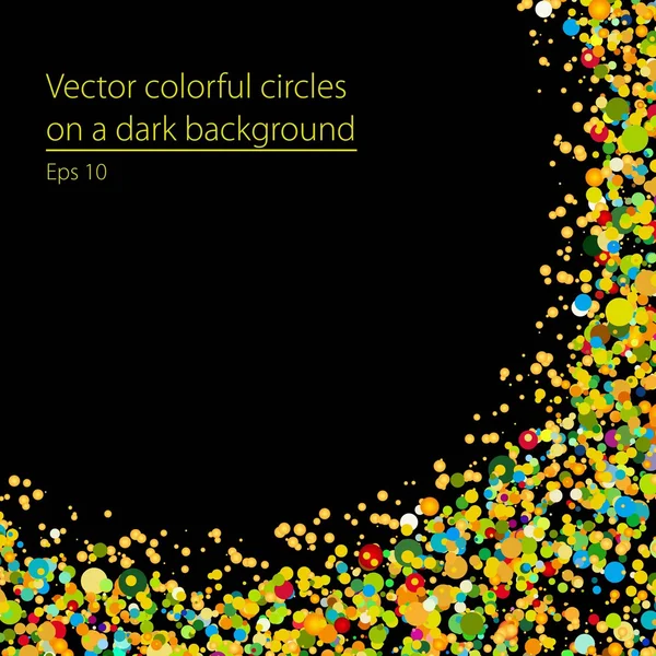 Vector colorful circles on a dark background. Vector illustratio — Stock Vector