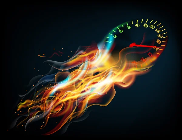 Snelheidsmeter in heldere brand — Stockvector
