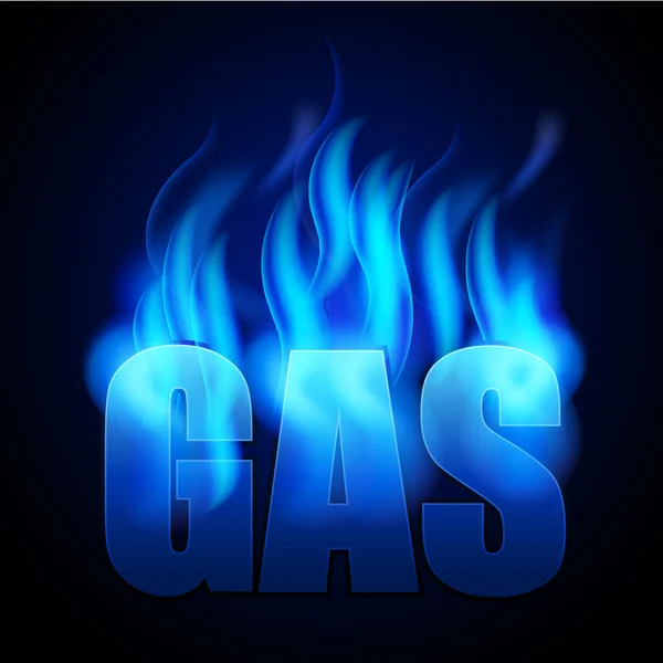 Gaz naturel bleu et mot GAZ — Image vectorielle