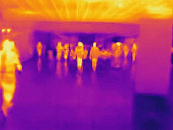 People and covid 19. Real thermal camera image.