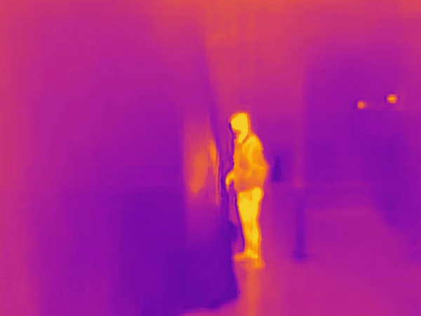 People and covid 19. Real thermal camera image.