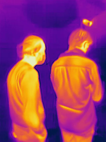 People and covid 19. Real thermal camera image.