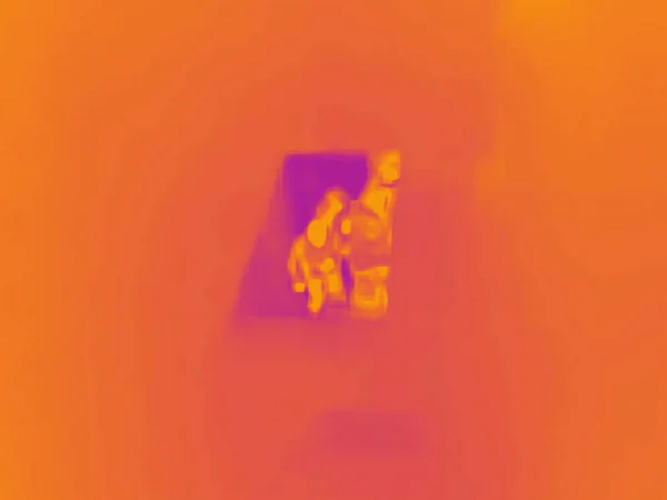 People and covid 19. Real thermal camera image.