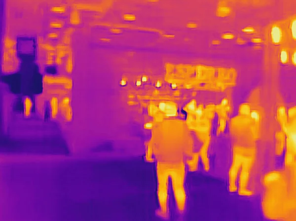 People and covid 19. Real thermal camera image.