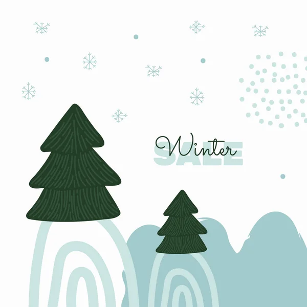 Neues Jahr Und Weihnachten Banner Design Mit Leuchtend Bunten Handgezeichneten — Stockvektor